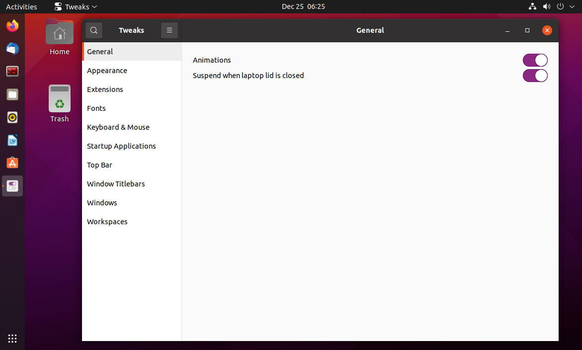 Tweak Tool on Ubuntu