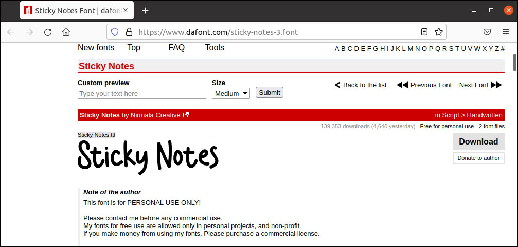 Download Sticky Notes Font