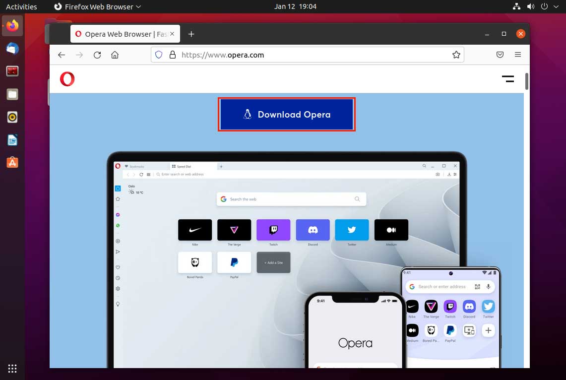 instaling Opera браузер 102.0.4880.70