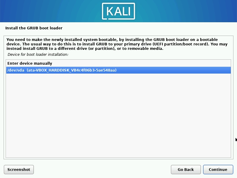 Kali Linux GRUB Location