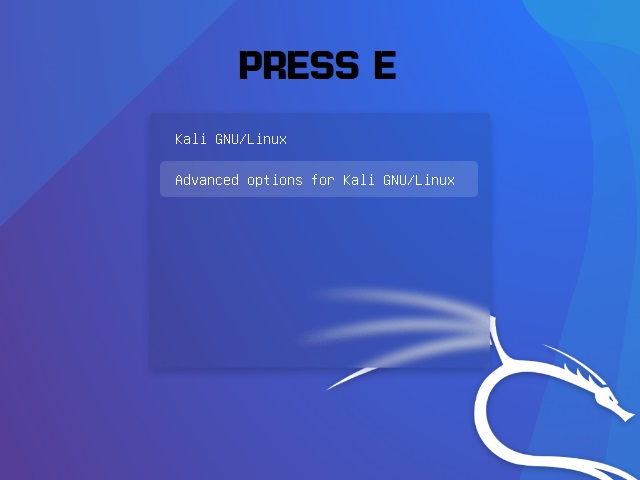 Kali Linux Password Reset Boot