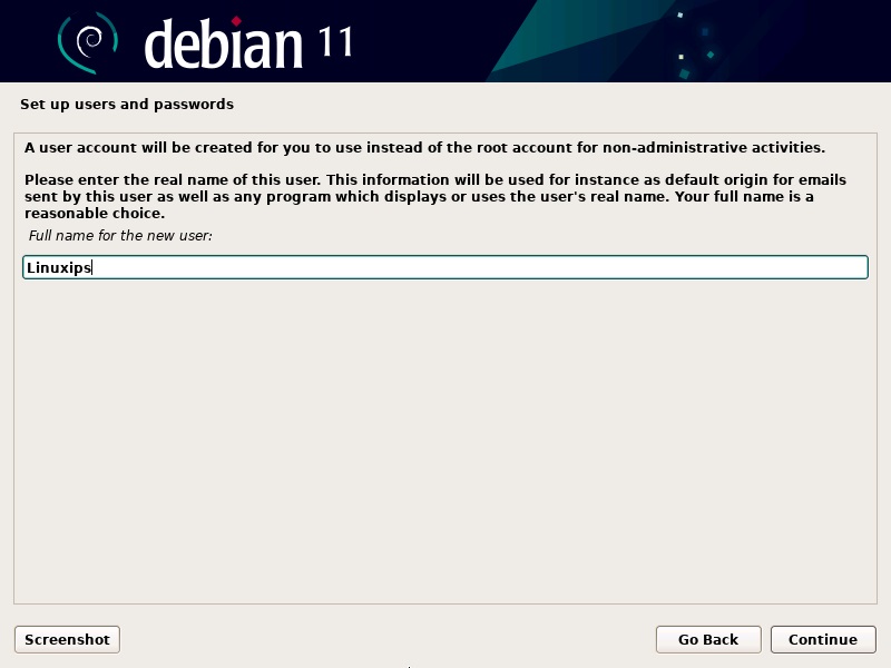 Create Full Name in Debian 11