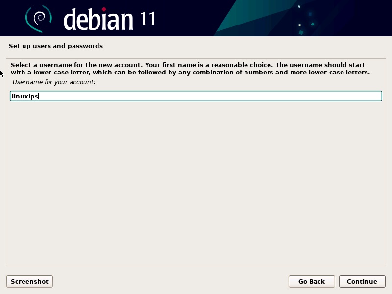 Create User Name in Debian 11