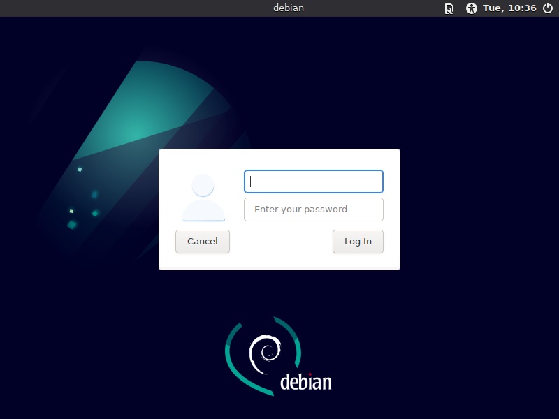 Debian 11 Login Screen