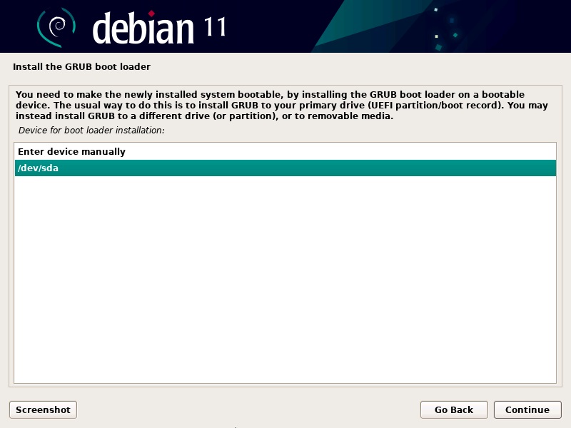 GRUB Bootloader Location in Debian 11