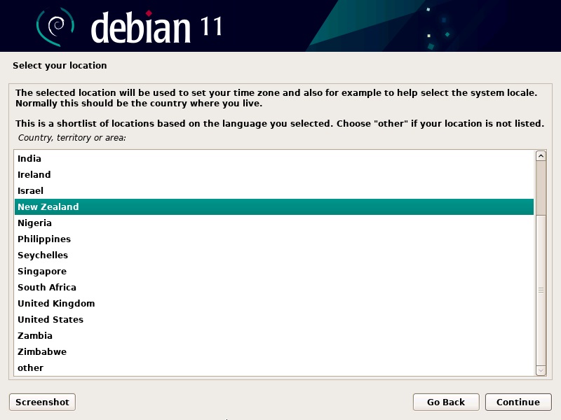 How to Install Debian 11 Setup Location