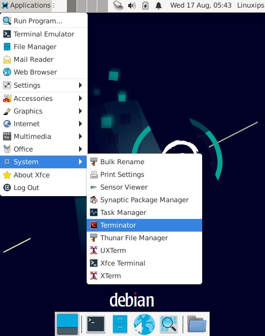 Open Terminator in Debian 11