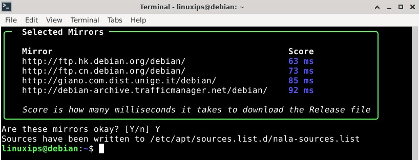 Save nala mirror in Debian