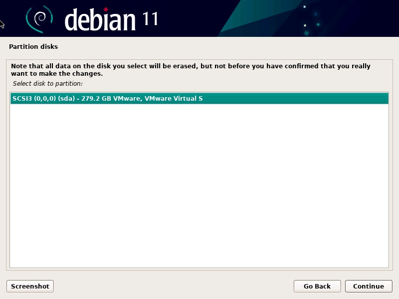 Select Disks For Debian 11