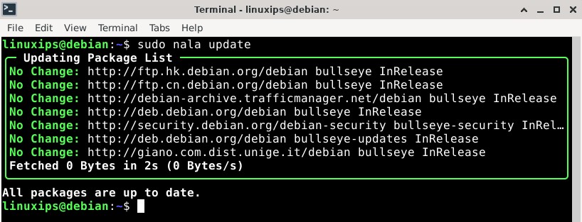 Update Debian using nala