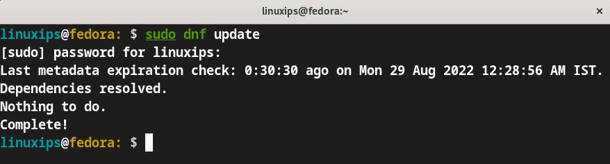 Update fedora using dnf Command