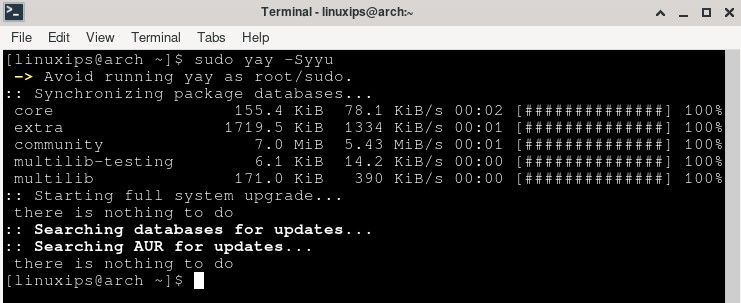 How to perform a forceful system update in arch Linux