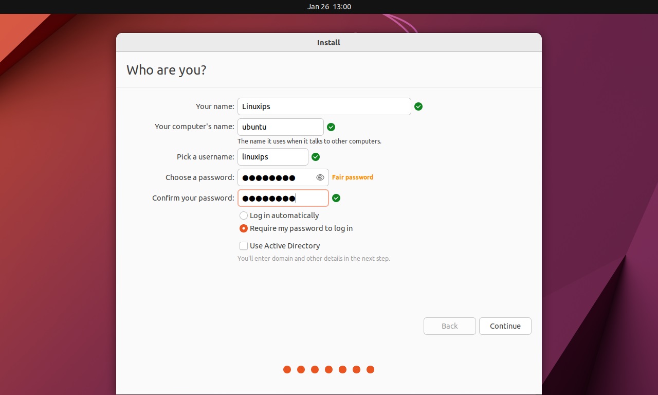 Install Ubuntu Create User Account