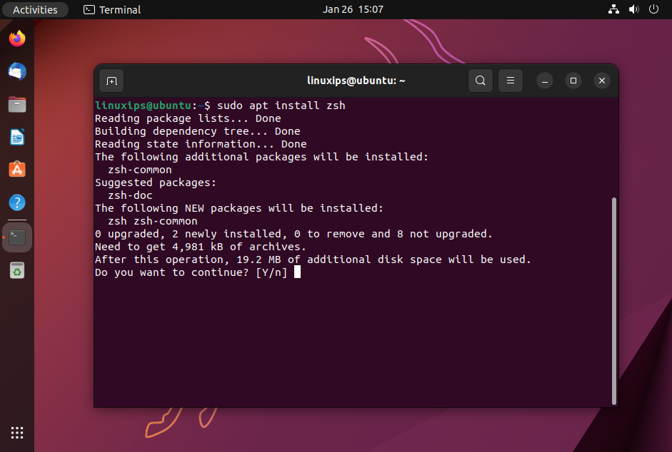 Install ZSH in Ubuntu 22.10