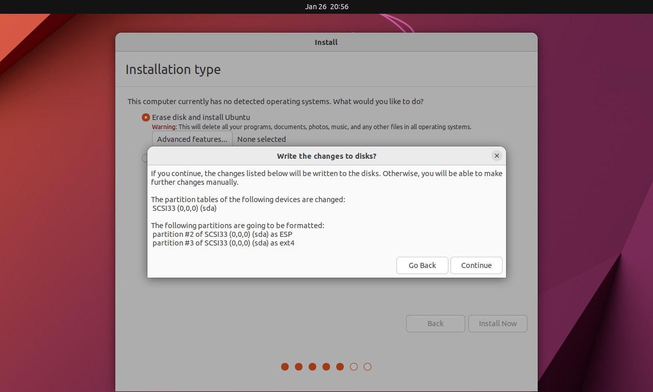 Ubuntu Install Save Changes