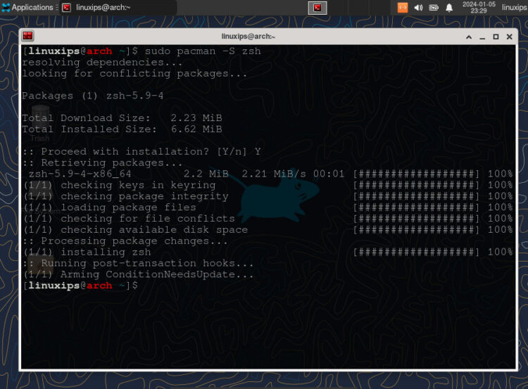 How to install zsh on arch linux linuxips
