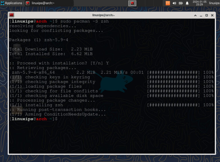 How to install zsh on arch linux linuxips